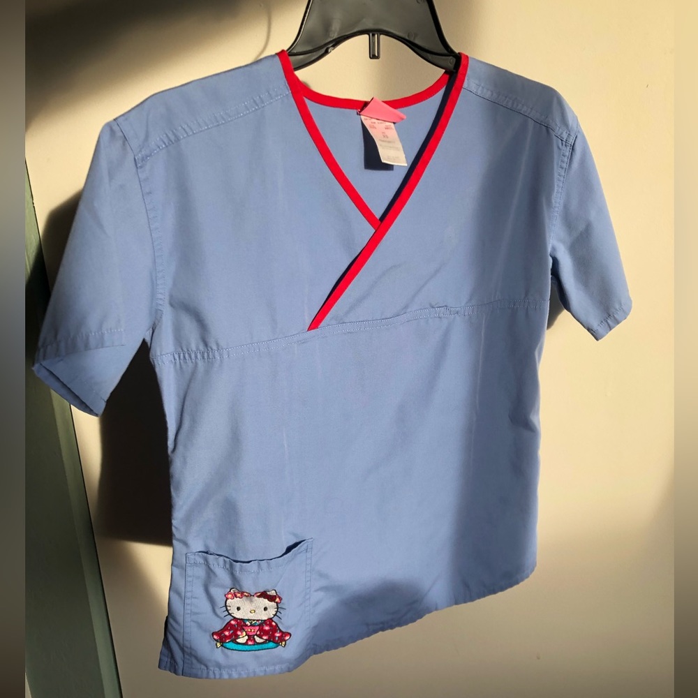 SANRIO Hello Kitty Blue Scrub Top